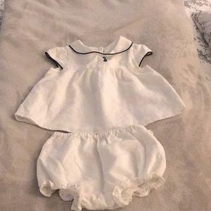 Janie and Jack White Linen Blouse and Matching Bloomers